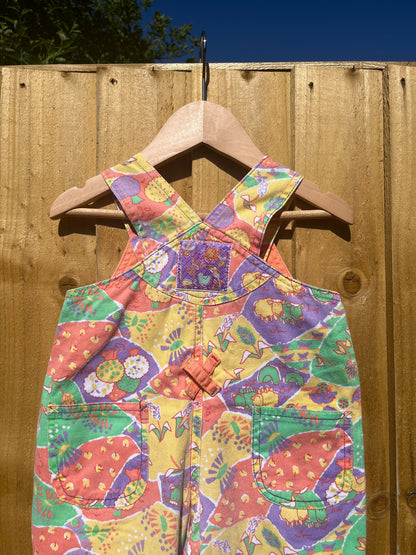Vintage Ladybird Pastel Farmyard Patterned Shortalls ~ 6-9 Months