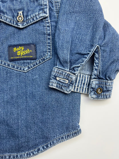 Vintage OshKosh Mid Blue Denim Shirt ~ 12 Months