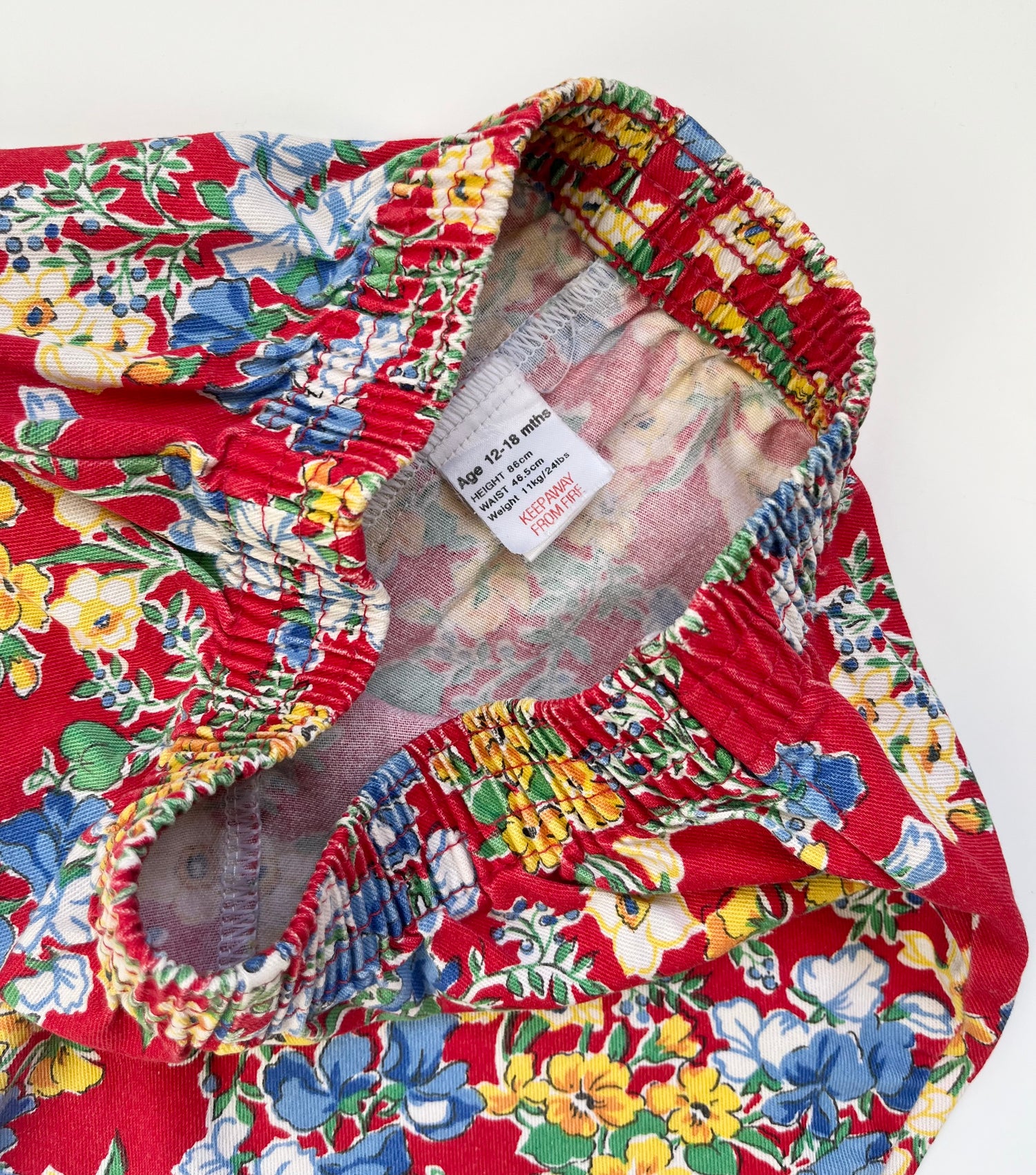 Vintage Red Floral Pull-On Trousers ~ 12-18 Months