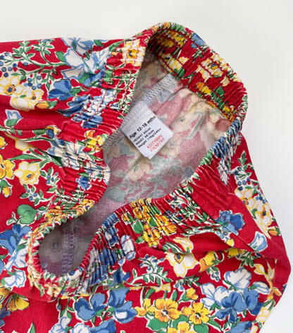 Vintage Red Floral Pull-On Trousers ~ 12-18 Months