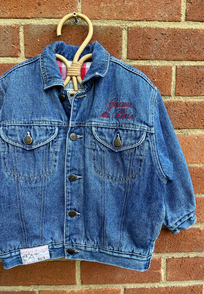 French Vintage Padded/Thick Denim Jacket ~ 4-5 Years