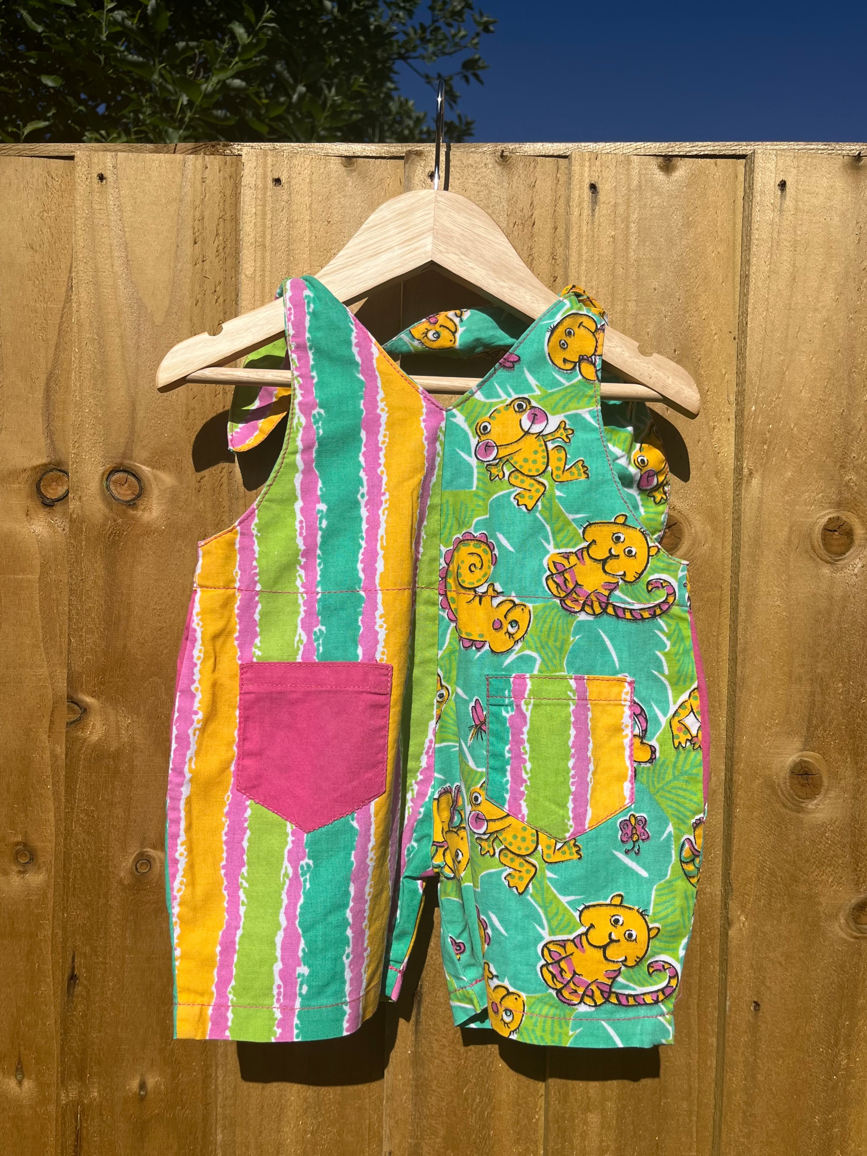 Vintage Bright Stripe Romper W/ Animal Detail ~ 3-6 Months