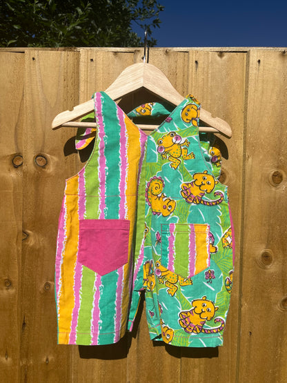 Vintage Bright Stripe Romper W/ Animal Detail ~ 3-6 Months