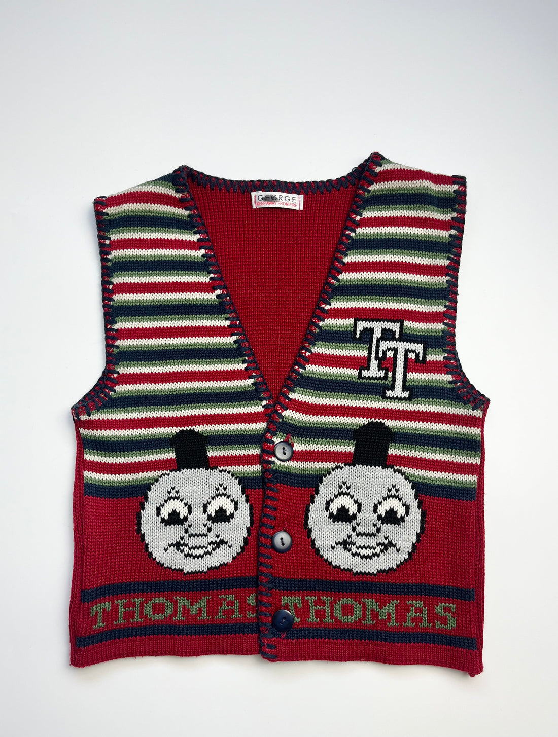 Vintage Thomas The Tank Engine Knitted Vest ~ 18-24 Months