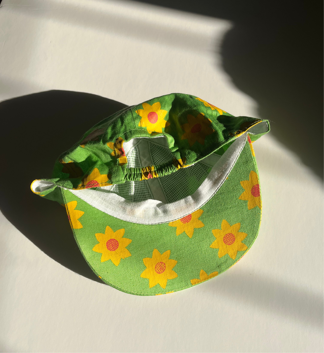 Vintage Green &amp; Yellow Floral Cap ~ 1-2 Years