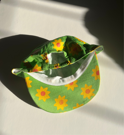 Vintage Green &amp; Yellow Floral Cap ~ 1-2 Years