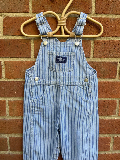 Vintage OshKosh Blue Stripe Dungarees ~ 12-18 Months