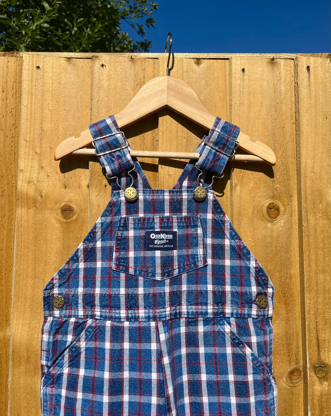Vintage OshKosh Blue &amp; Red Check Shortalls ~ 2-3 Years