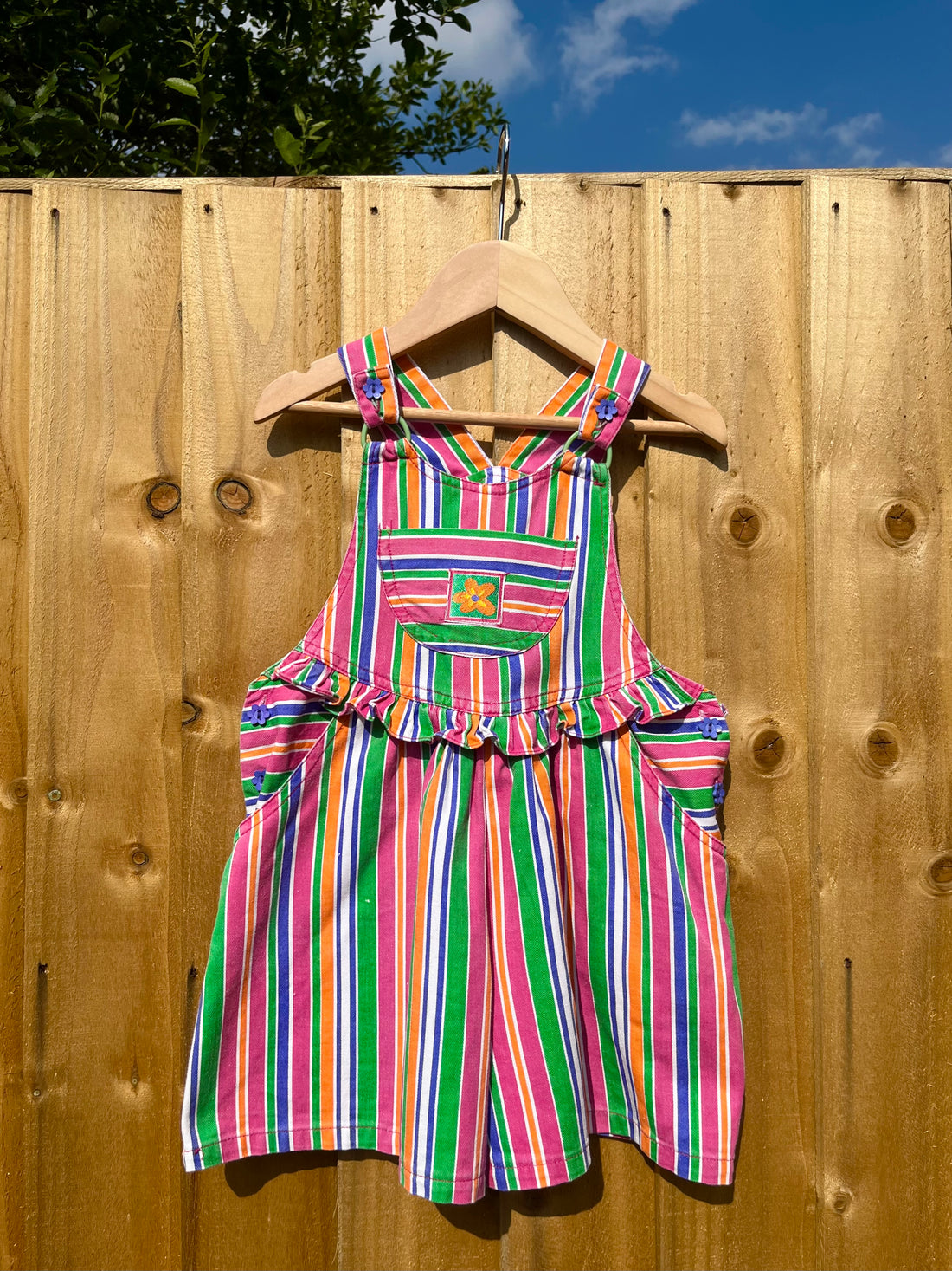 Vintage Bright Multi-Stripe Shortalls ~ 2-4 Years