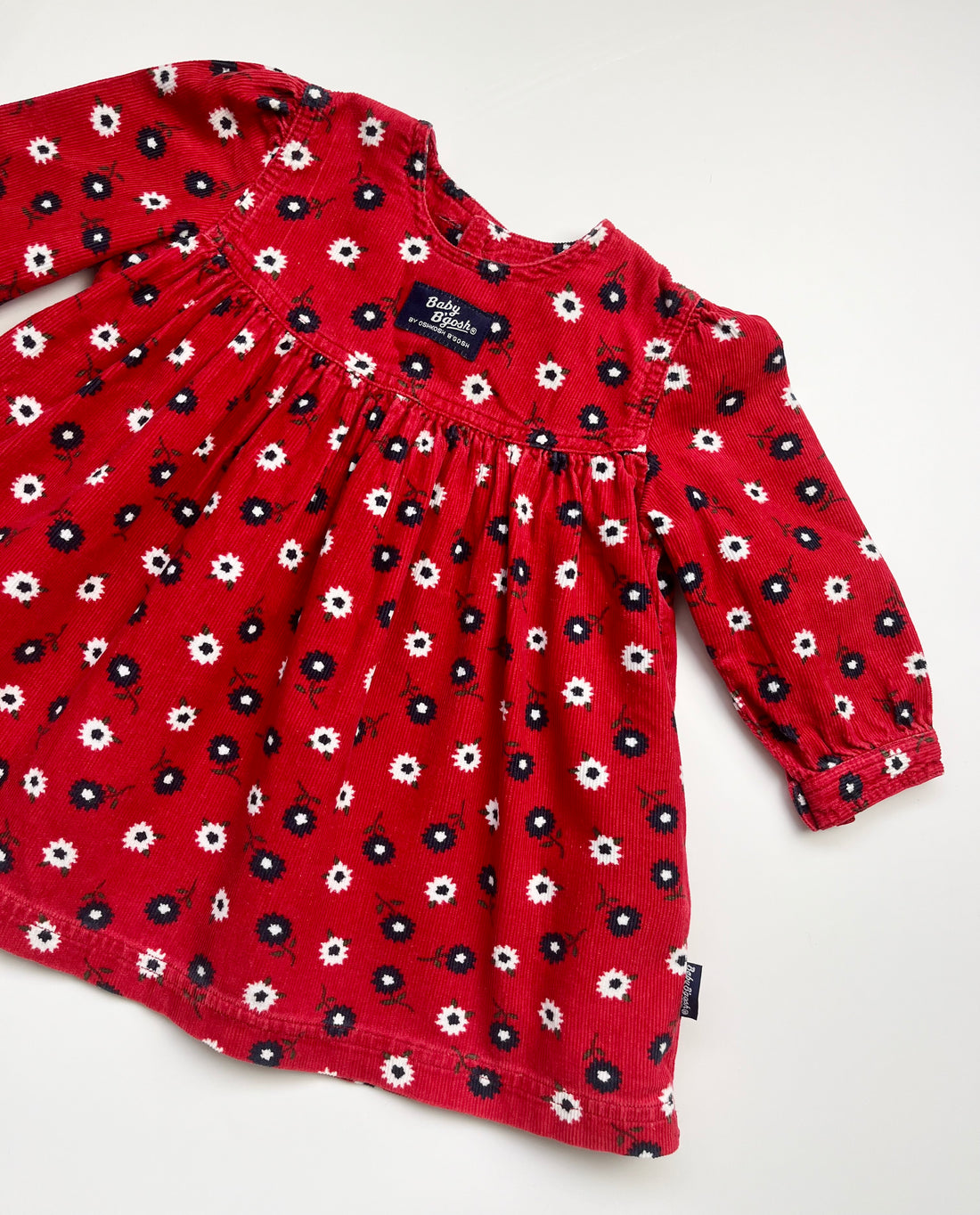 Lush Vintage OshKosh Red Floral Cord Dress ~ 12 Months