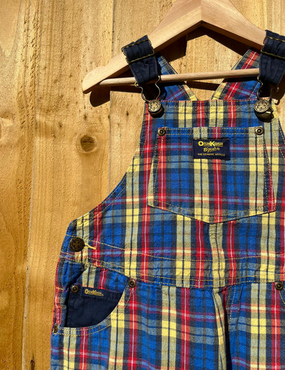 Vintage OshKosh Primary Colour Check Shortalls ~ 3 Years