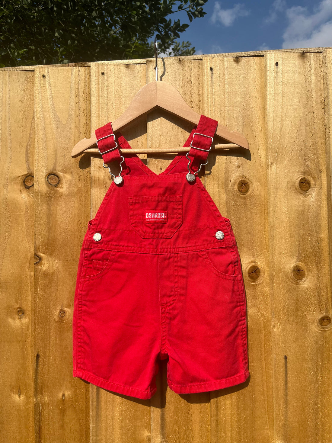 Vintage OshKosh Tomato Red Shortalls ~ 6-9 Months