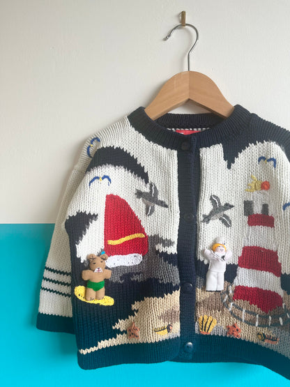 Super Special Seaside Themed Vintage Cardigan ~ 2 Years