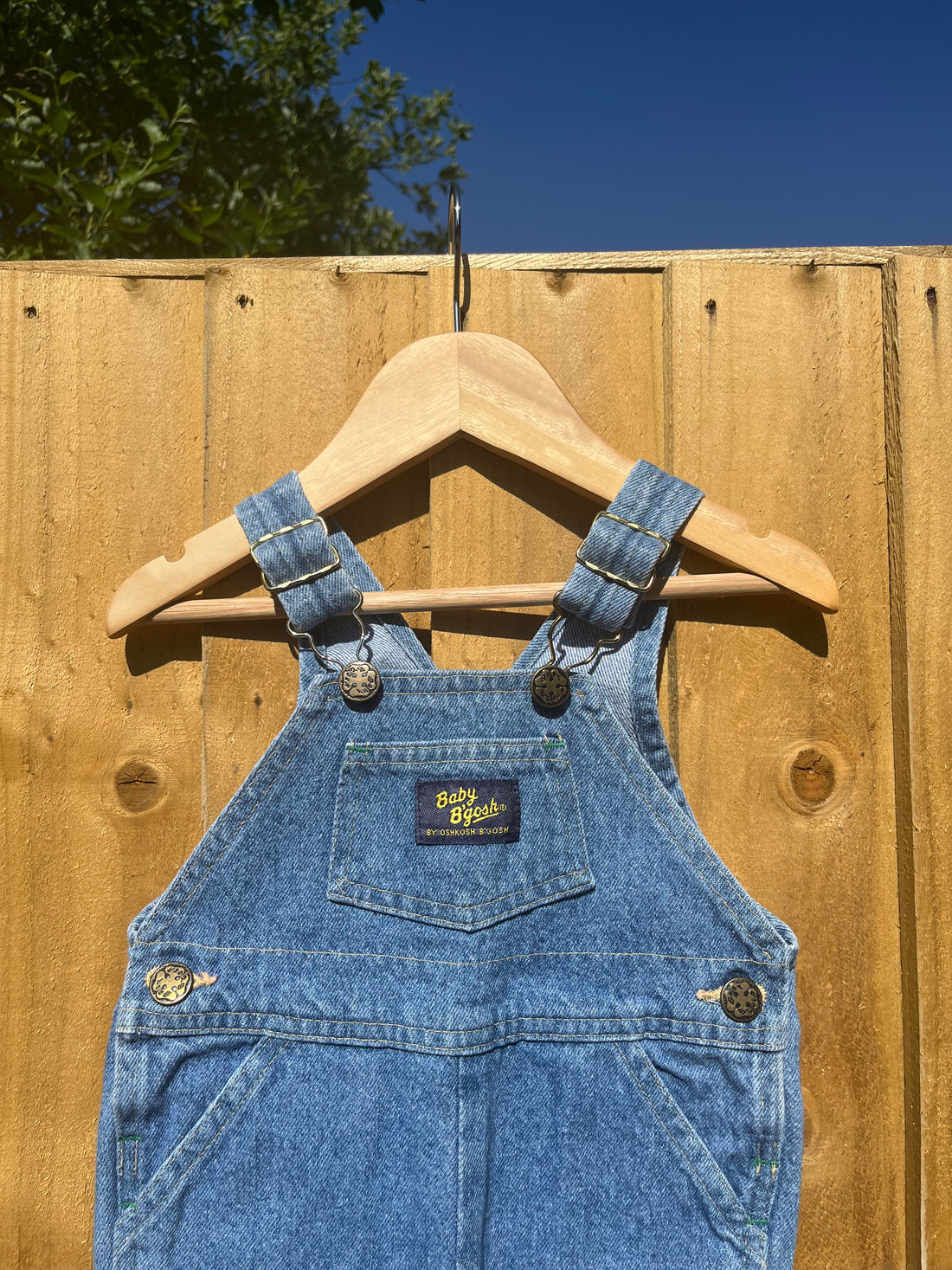 Vintage OshKosh Light Blue Denim Shortalls ~ 9-12 Months