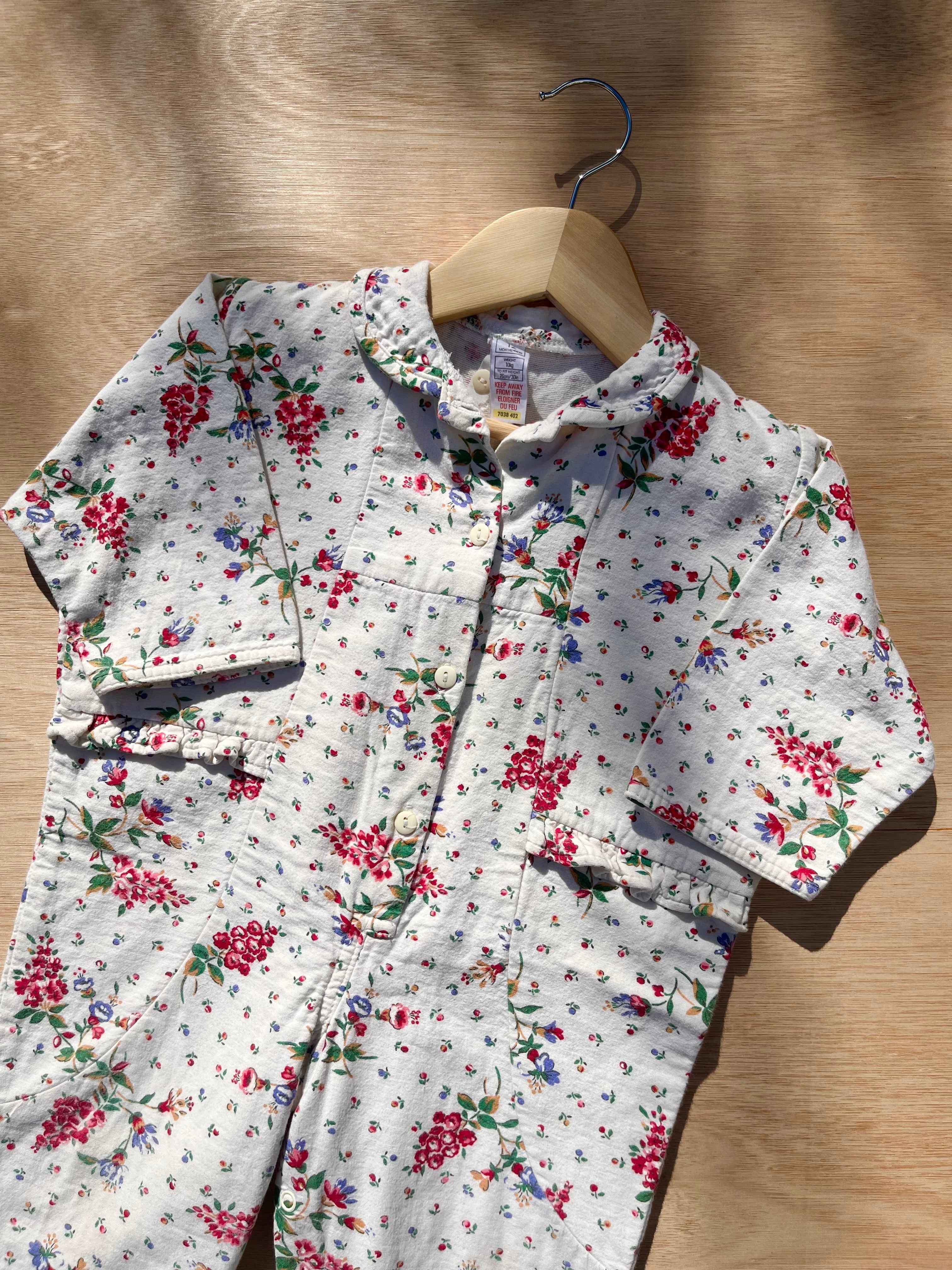 Beautiful Vintage St. Michael Floral Patterned Jersey Jumpsuit ~ 12 Months