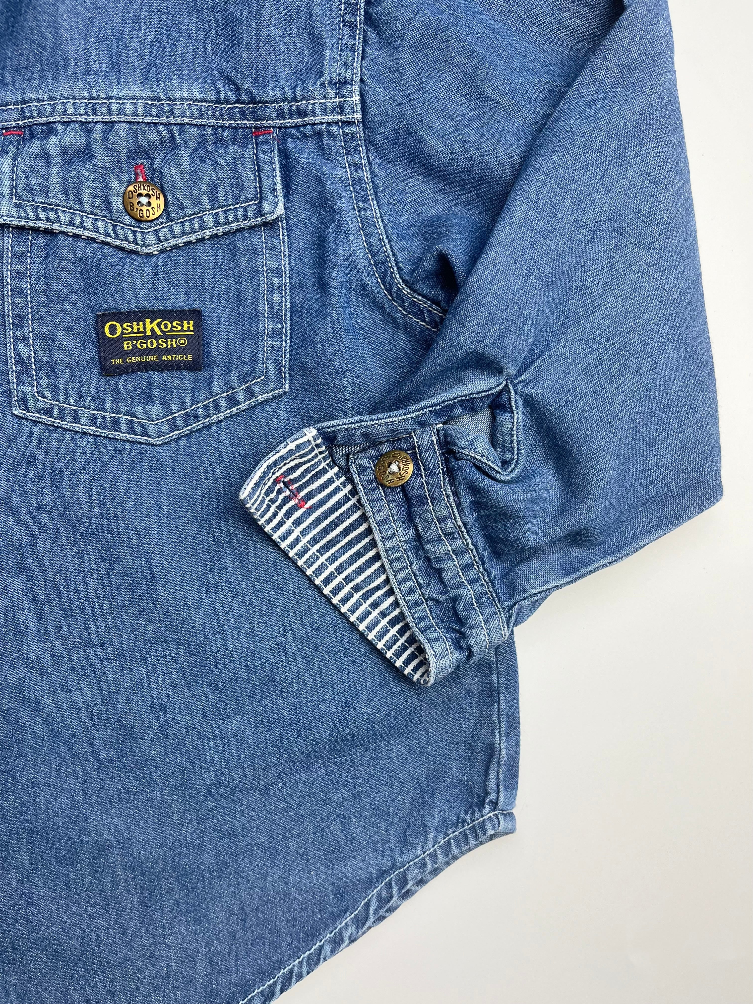 Vintage OshKosh Mid Blue Denim Shirt ~ 5-6 Years