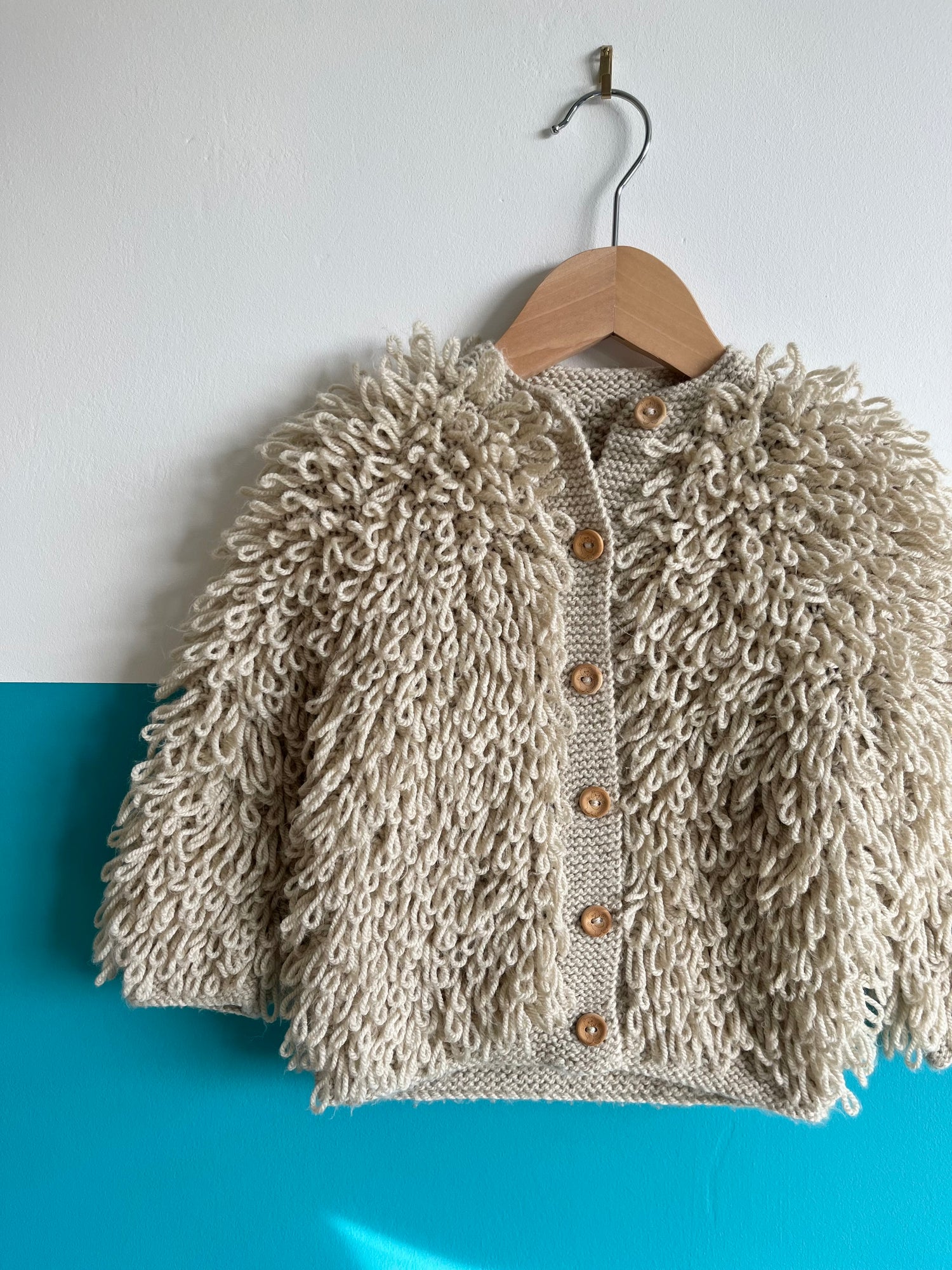 Oatmeal Hand Knitted Loop Cardigan ~ 2 Years