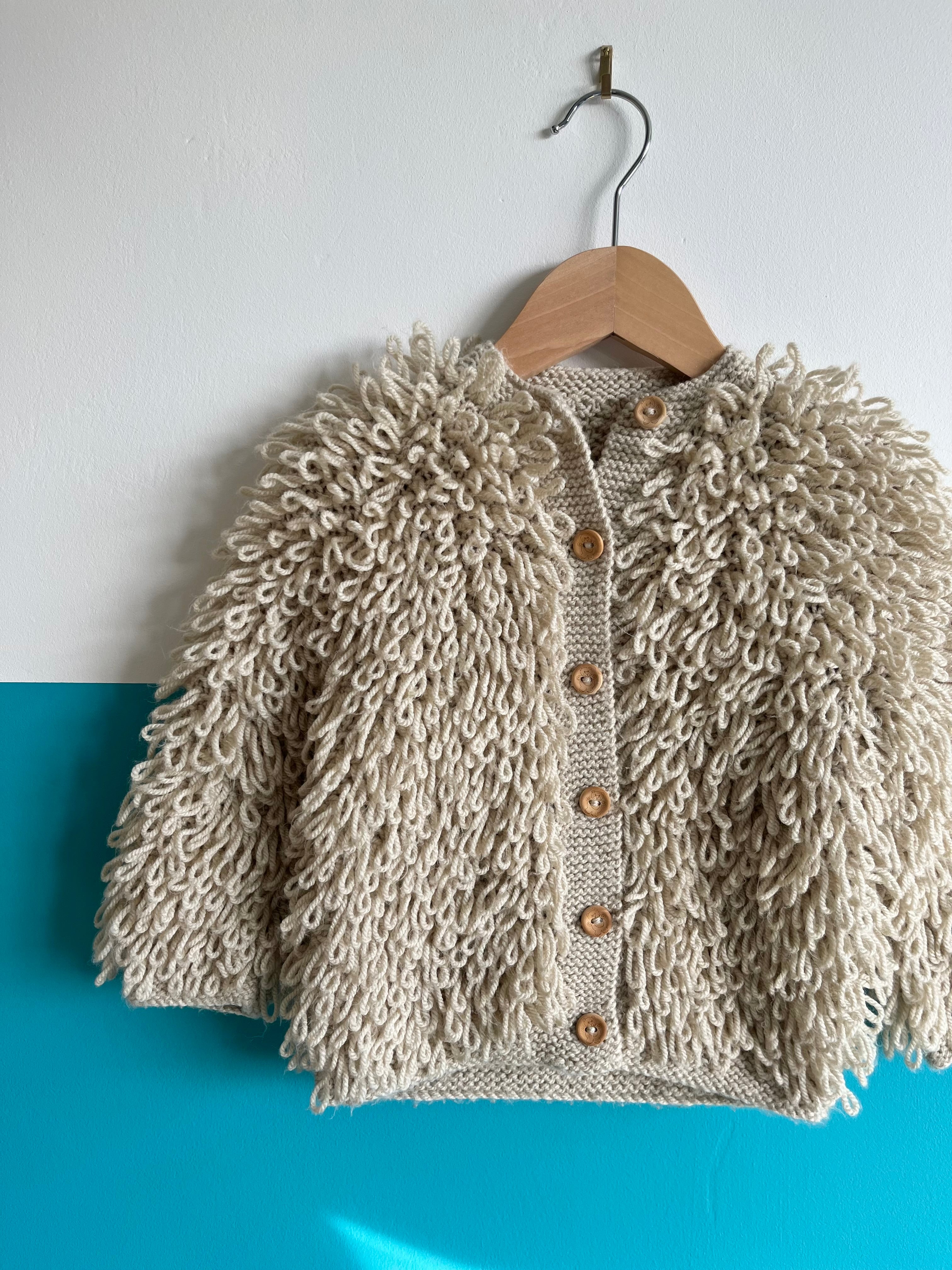 Oatmeal Hand Knitted Loop Cardigan ~ 2 Years