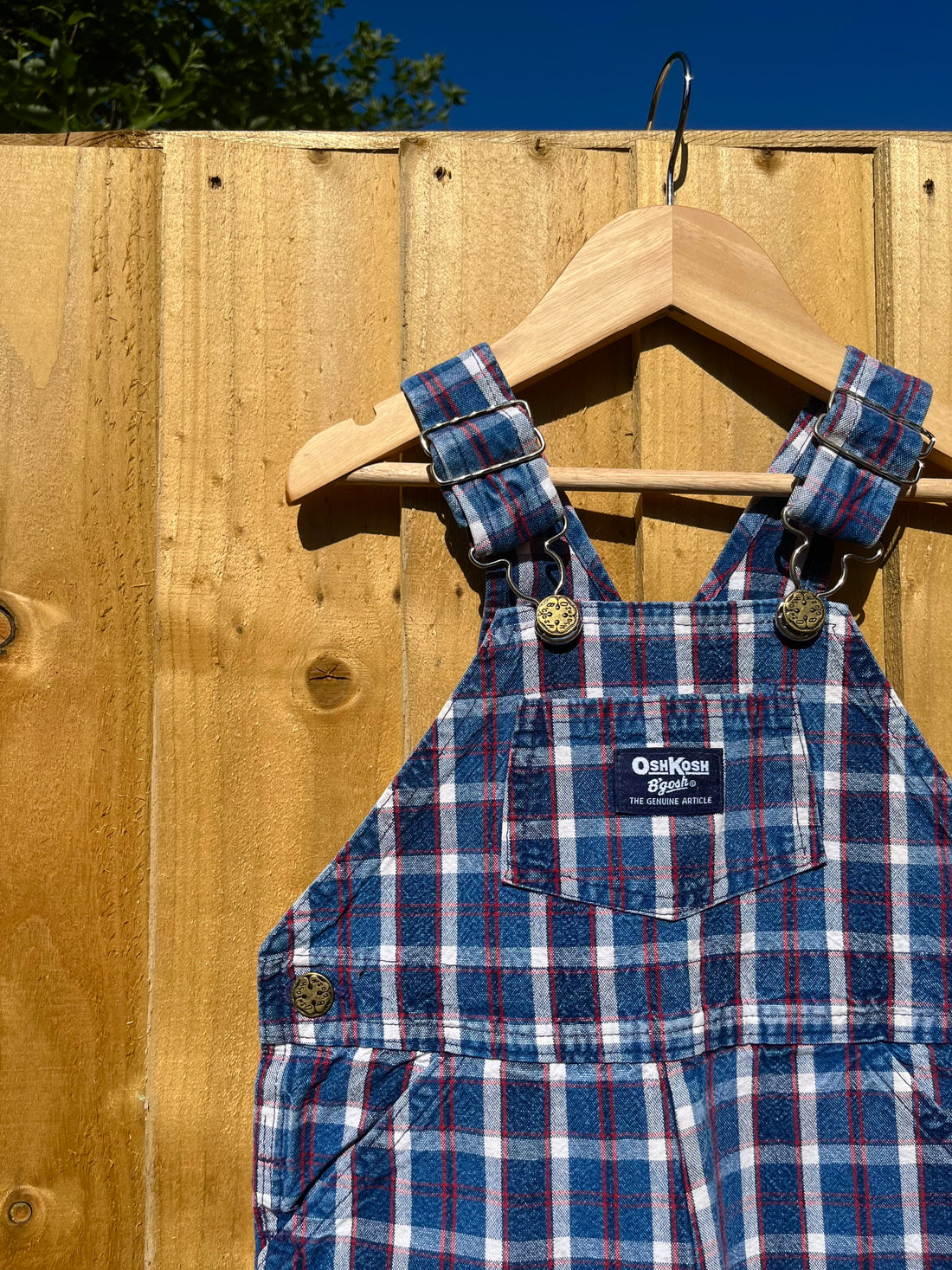 Vintage OshKosh Blue &amp; Red Check Shortalls ~ 2-3 Years
