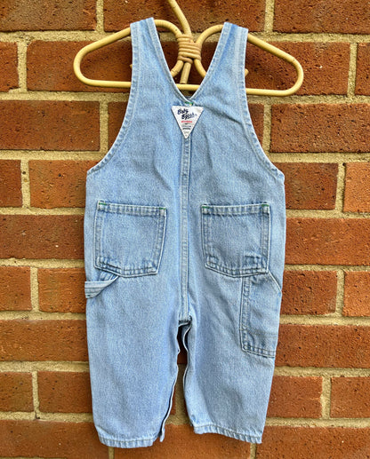 Vintage OshKosh Light Blue Denim Dungarees ~ 12 Months