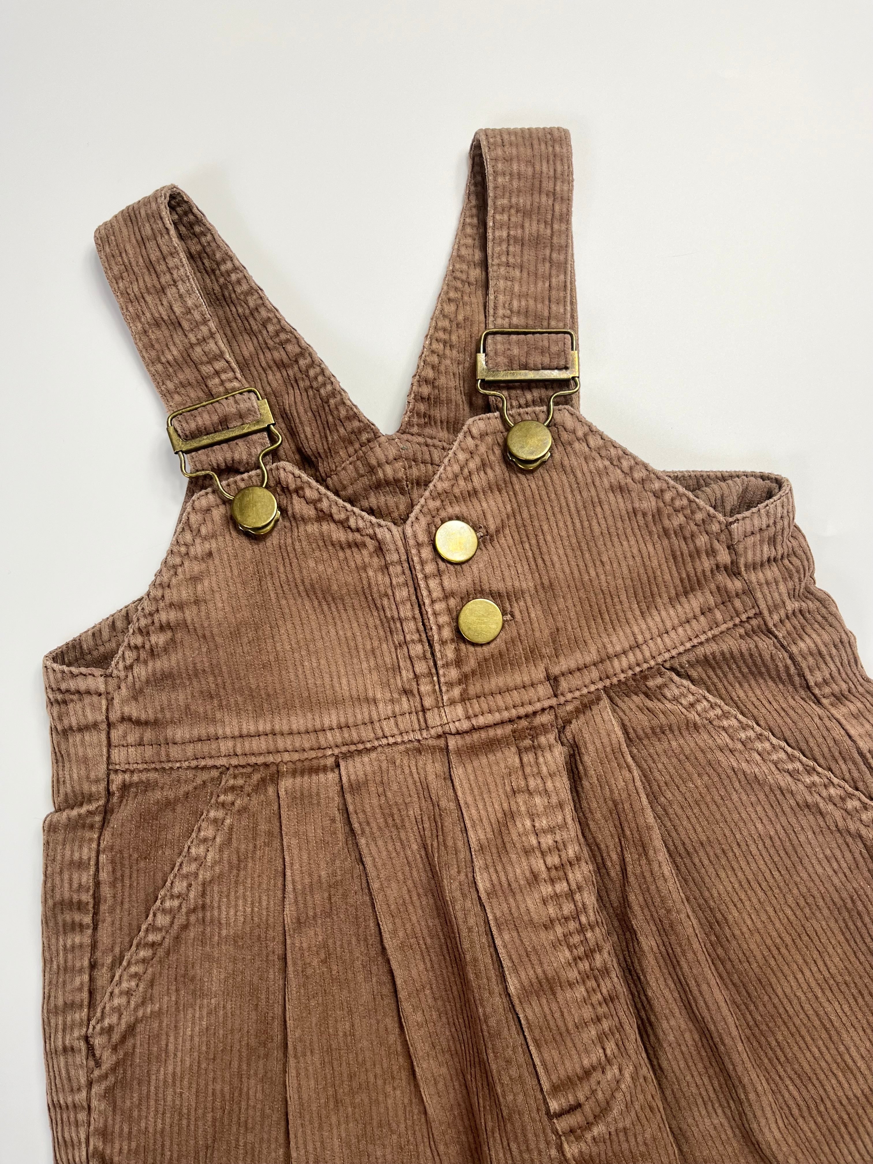 Gorgeous Vintage Brown Cord Dungarees ~ 1-2 Years