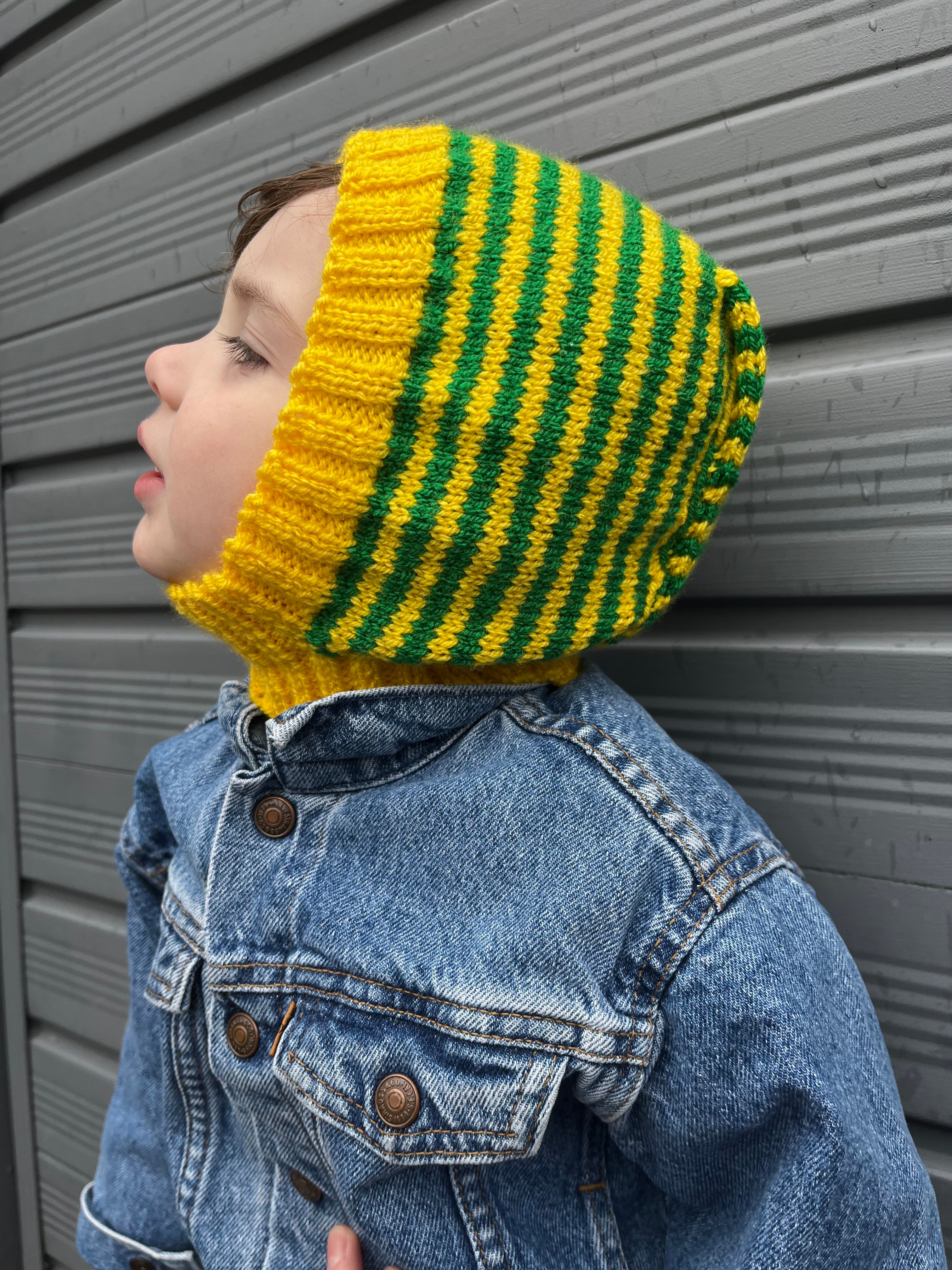 Titchy Kids Hand Knitted Striped Hood