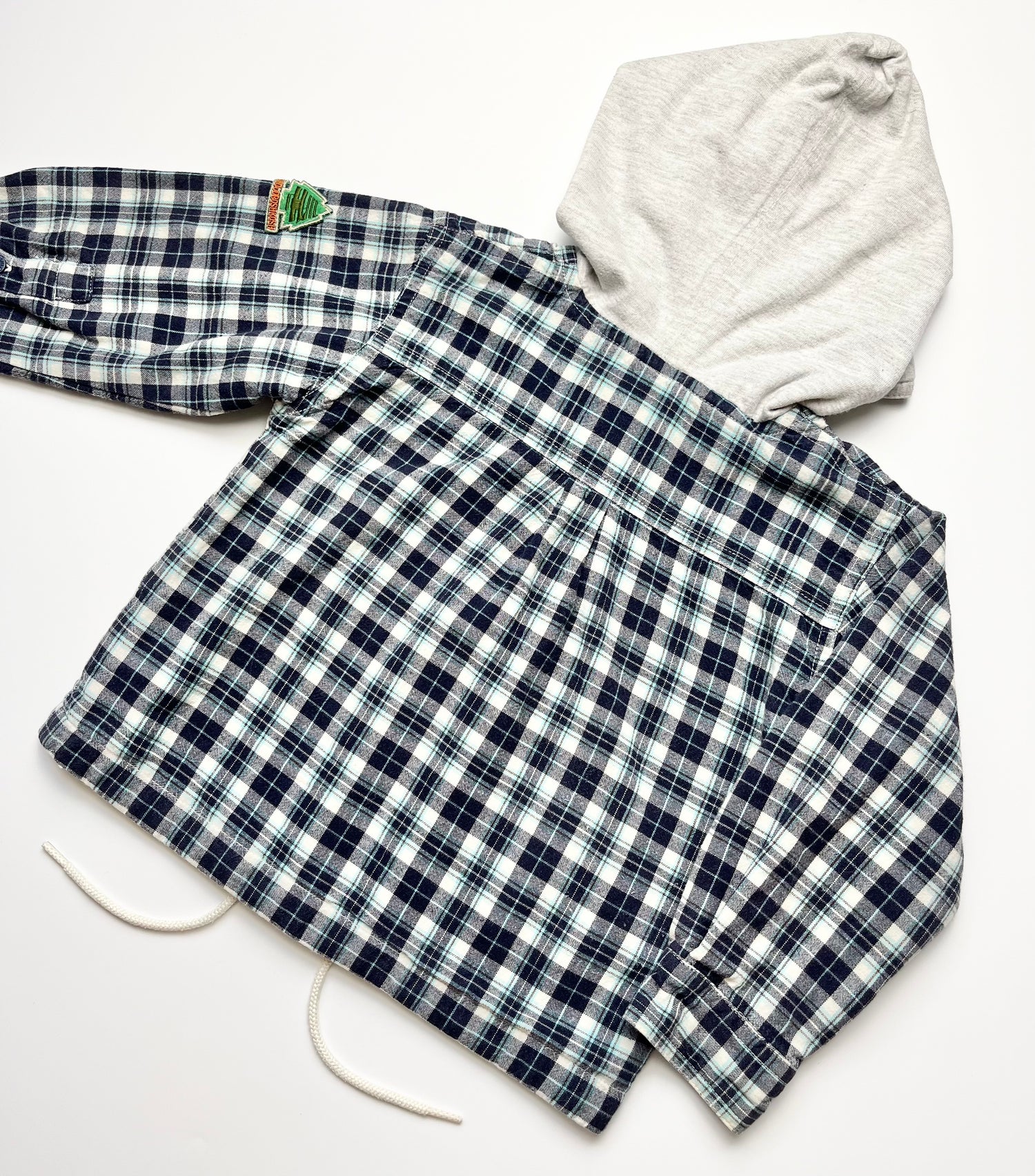 OshKosh Blue &amp; White Check Shirt With Hood ~ 2 Years