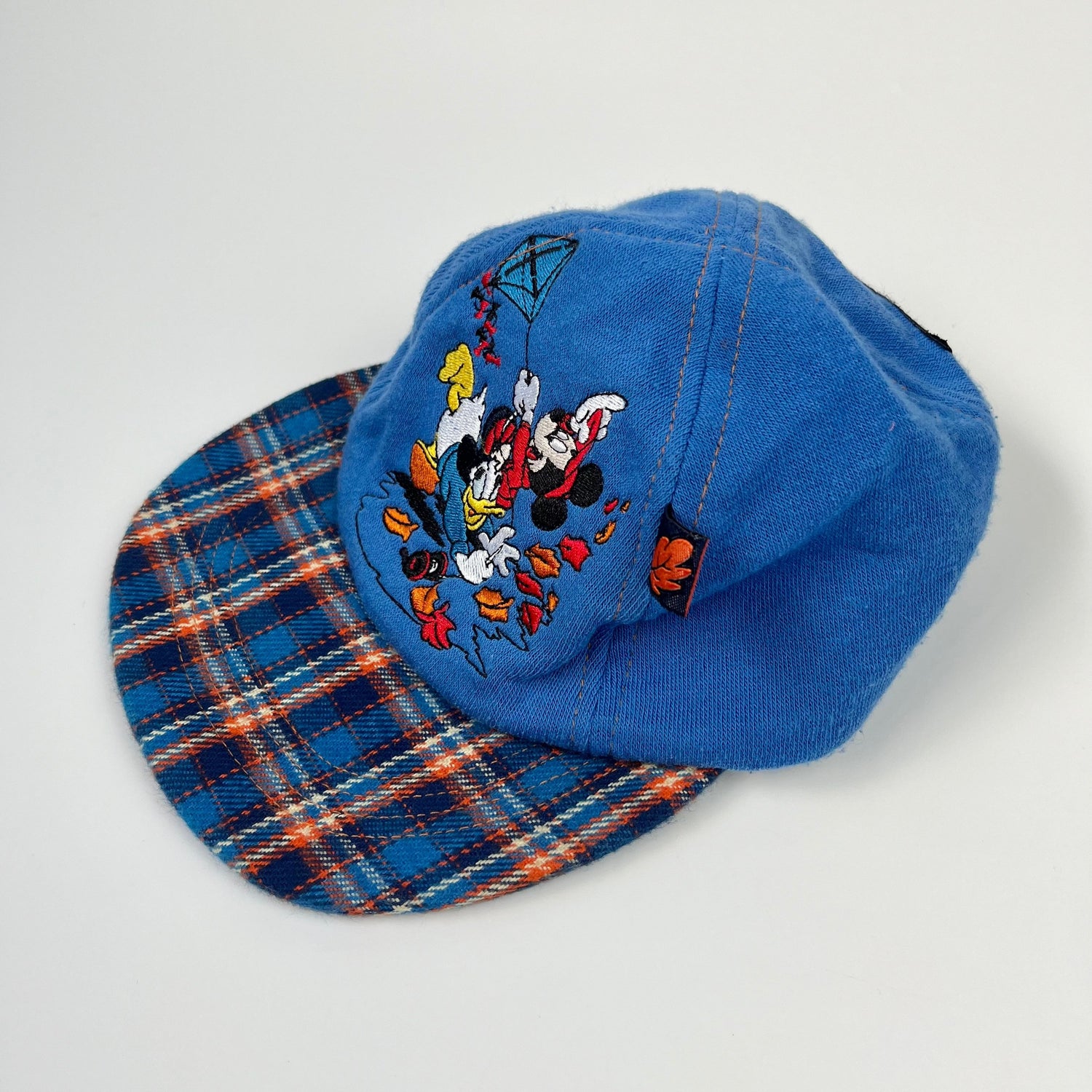 Vintage The Disney Store Mickey &amp; Donald Blue Tartan Hat ~ 1-2 Years