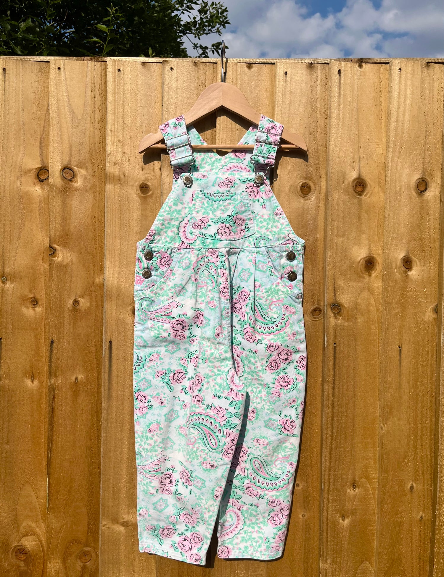 Beautiful Vintage Paisley Print Dungarees ~ 2-3 Years