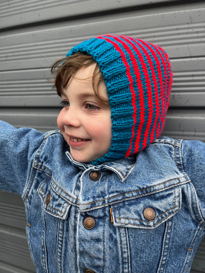 Titchy Kids Hand Knitted Striped Hood