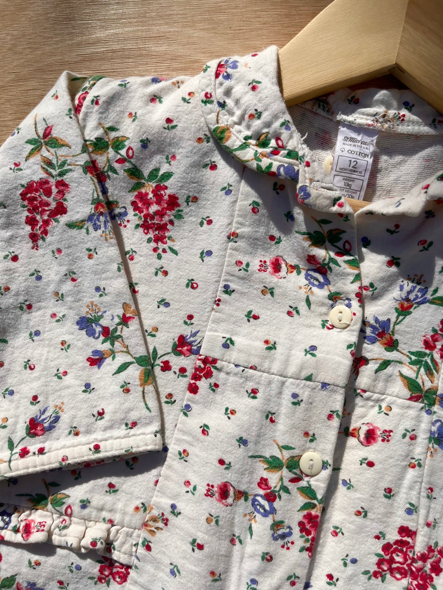 Beautiful Vintage St. Michael Floral Patterned Jersey Jumpsuit ~ 12 Months