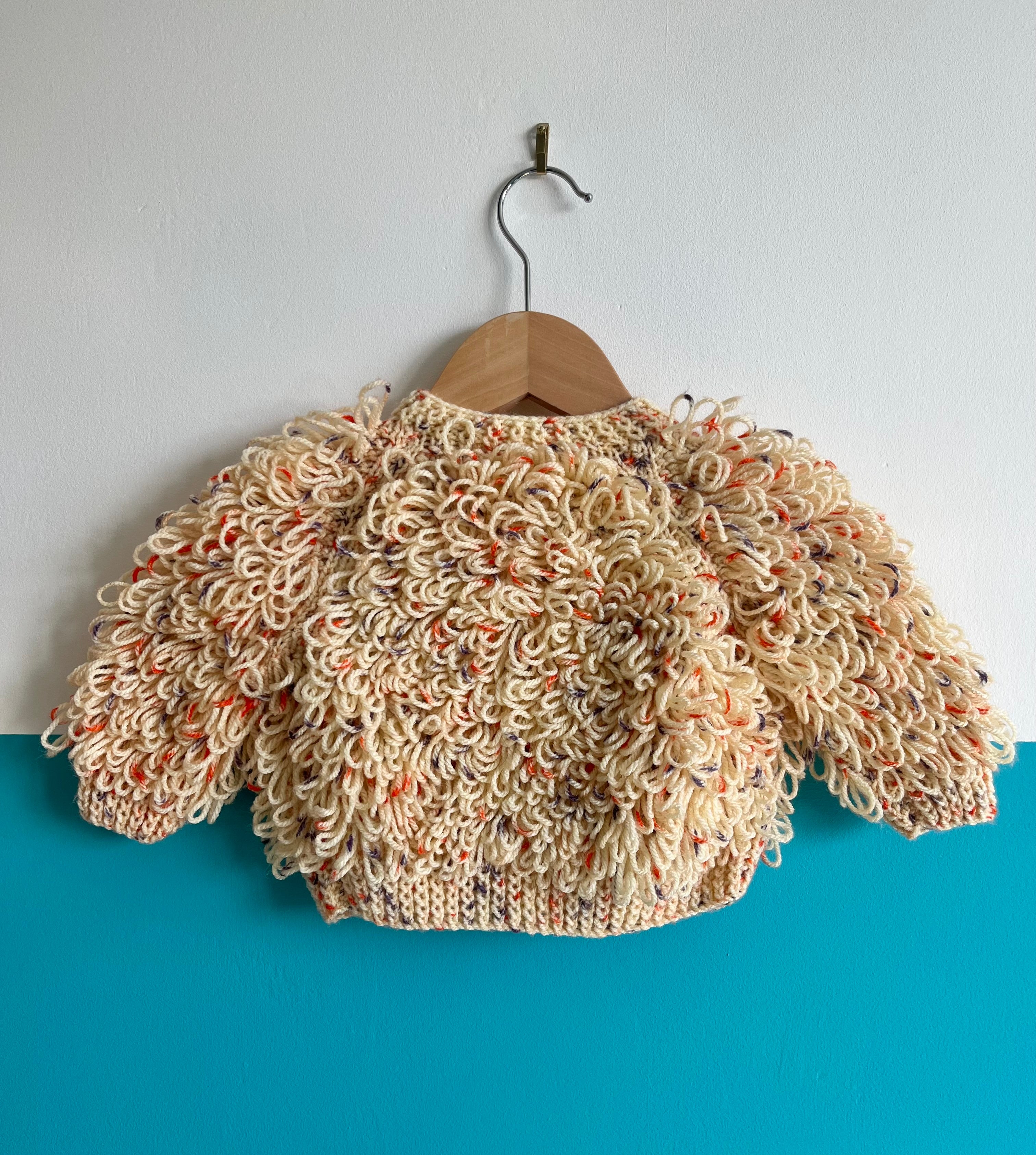 Beige Speckled Hand Knitted Loop Cardigan ~ 3-6 Months