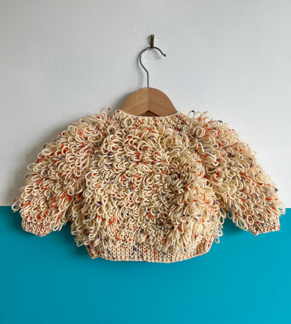 Beige Speckled Hand Knitted Loop Cardigan ~ 3-6 Months