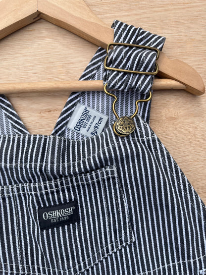 Vintage OshKosh Black &amp; White Hickory Stripe Dungarees ~ 3 Years
