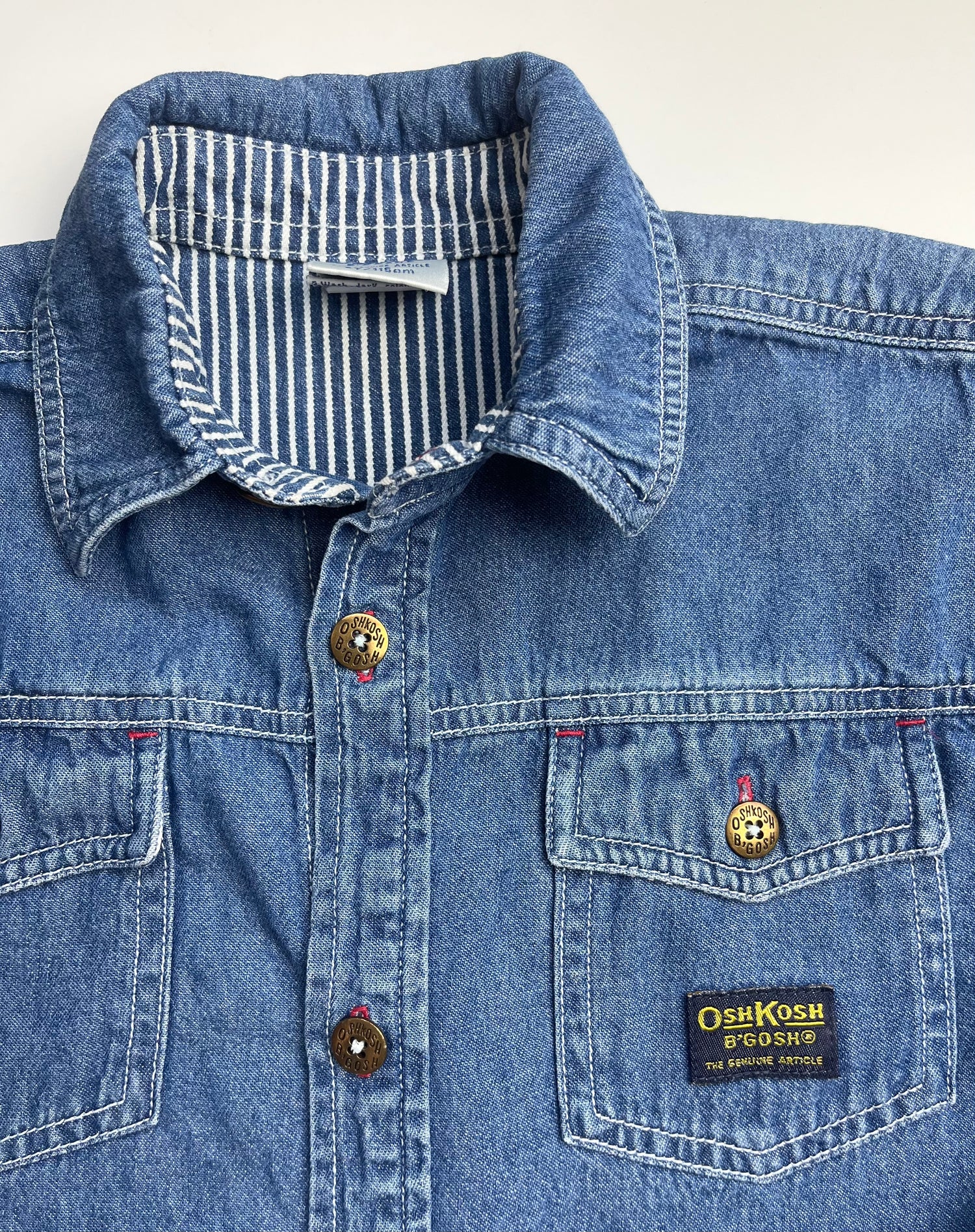 Vintage OshKosh Mid Blue Denim Shirt ~ 5-6 Years