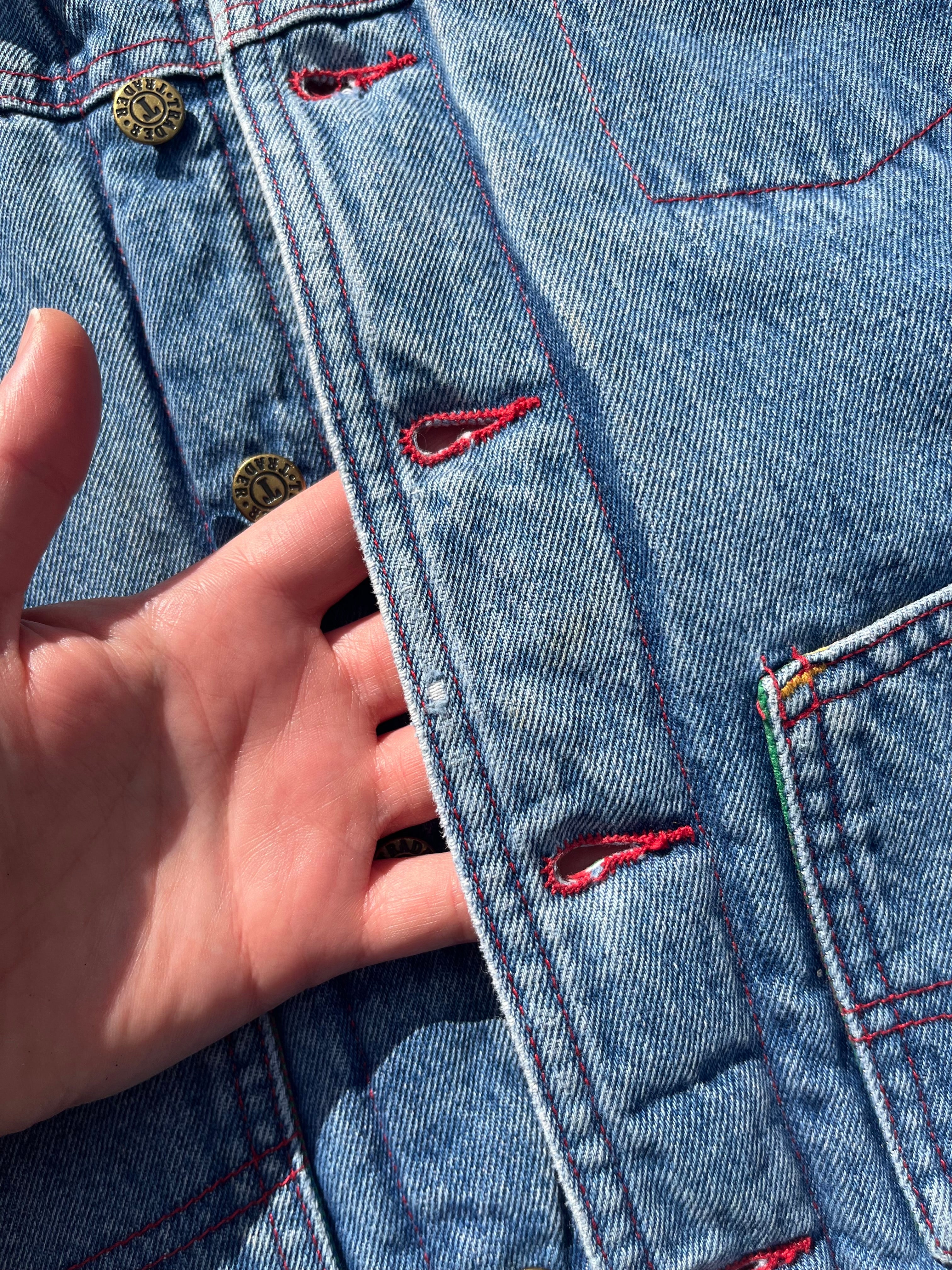 Vintage Padded Thick Denim Jacket W/ Multi-Check Lining ~ 2-3 Years