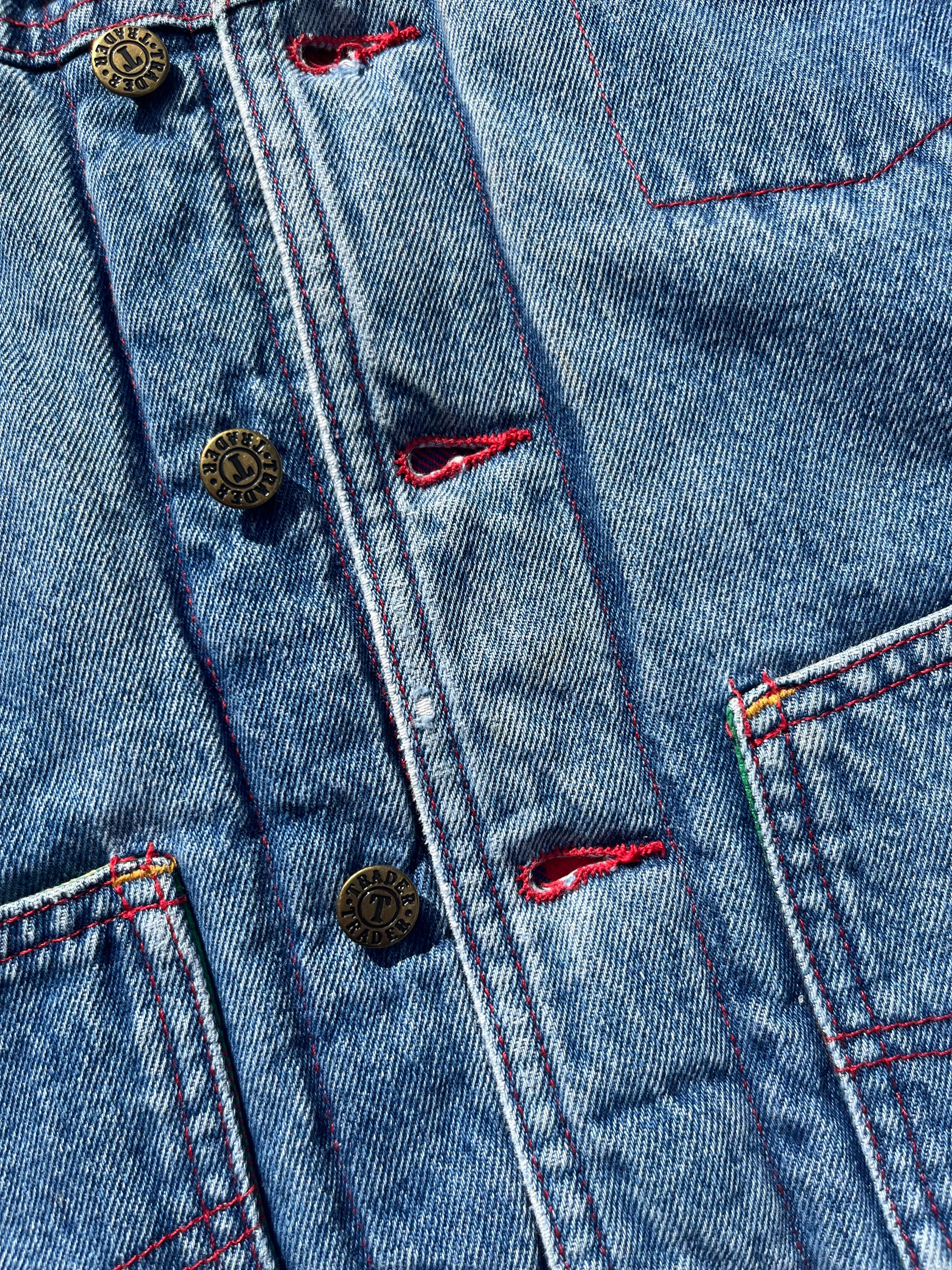 Vintage Padded Thick Denim Jacket W/ Multi-Check Lining ~ 2-3 Years