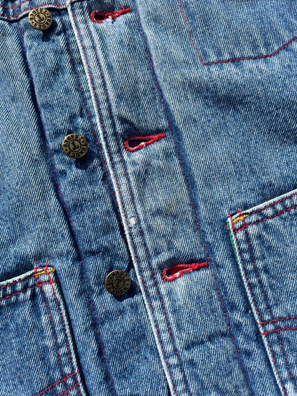 Vintage Padded Thick Denim Jacket W/ Multi-Check Lining ~ 2-3 Years