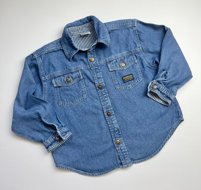 Vintage OshKosh Mid Blue Denim Shirt ~ 5-6 Years