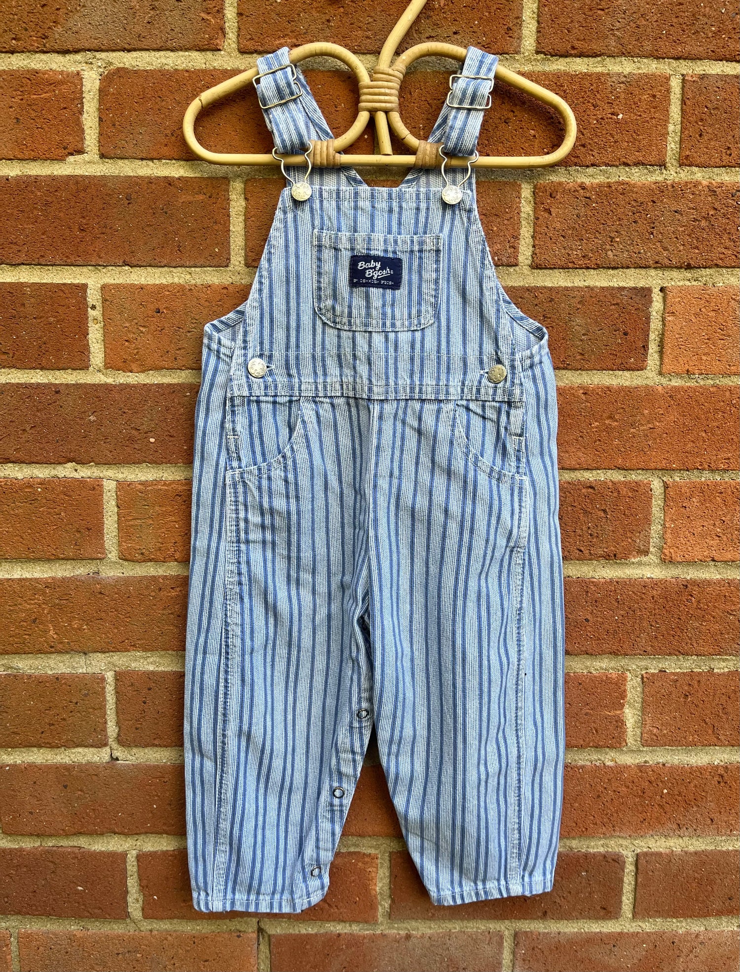 Vintage OshKosh Blue Stripe Dungarees ~ 12-18 Months