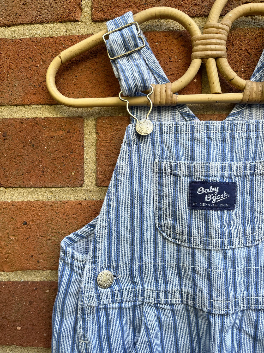 Vintage OshKosh Blue Stripe Dungarees ~ 12-18 Months