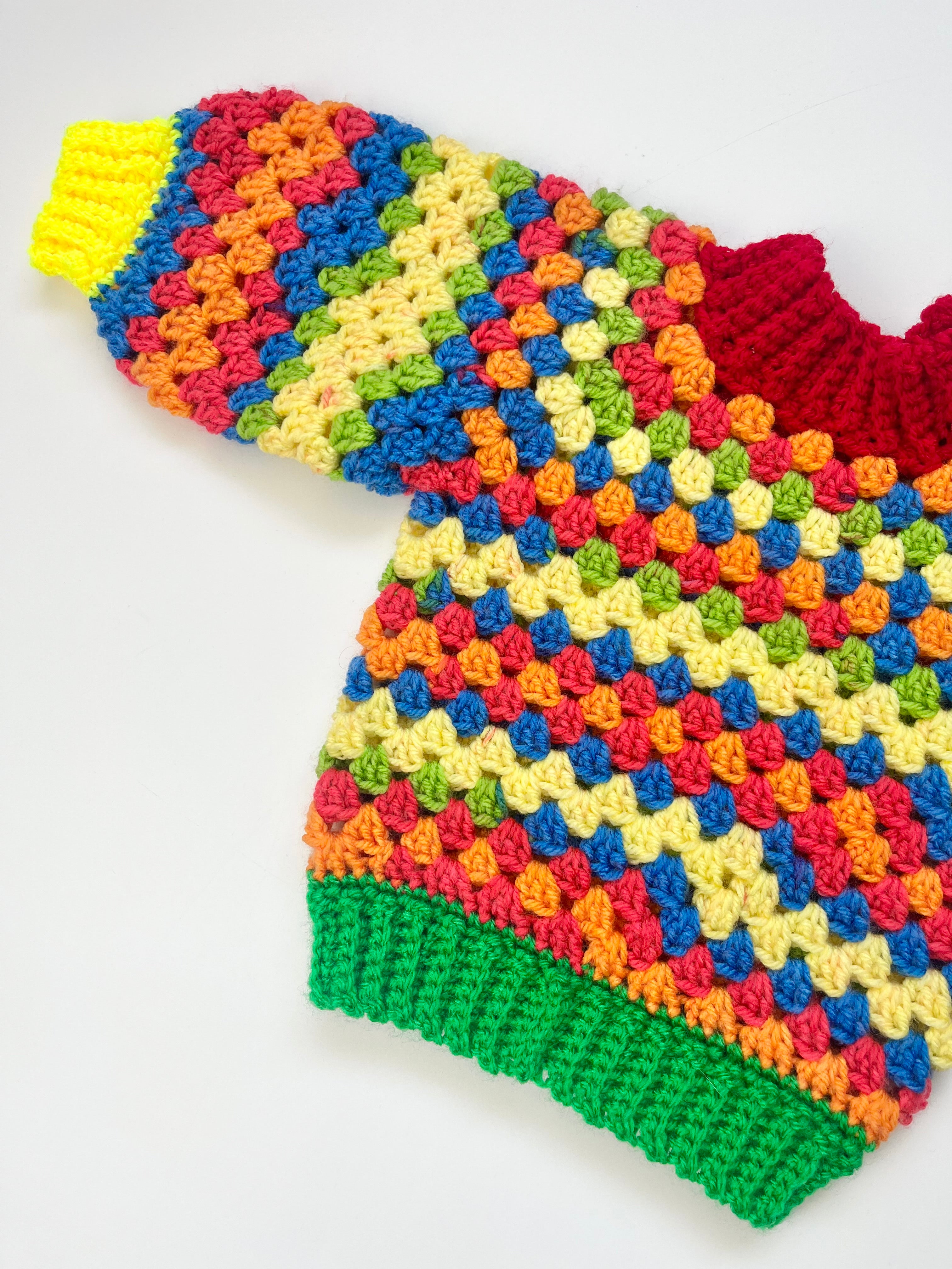 Hand Crocheted Multi-Coloured Jumper ~ 3-6 Months