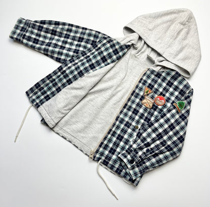 OshKosh Blue &amp; White Check Shirt With Hood ~ 2 Years