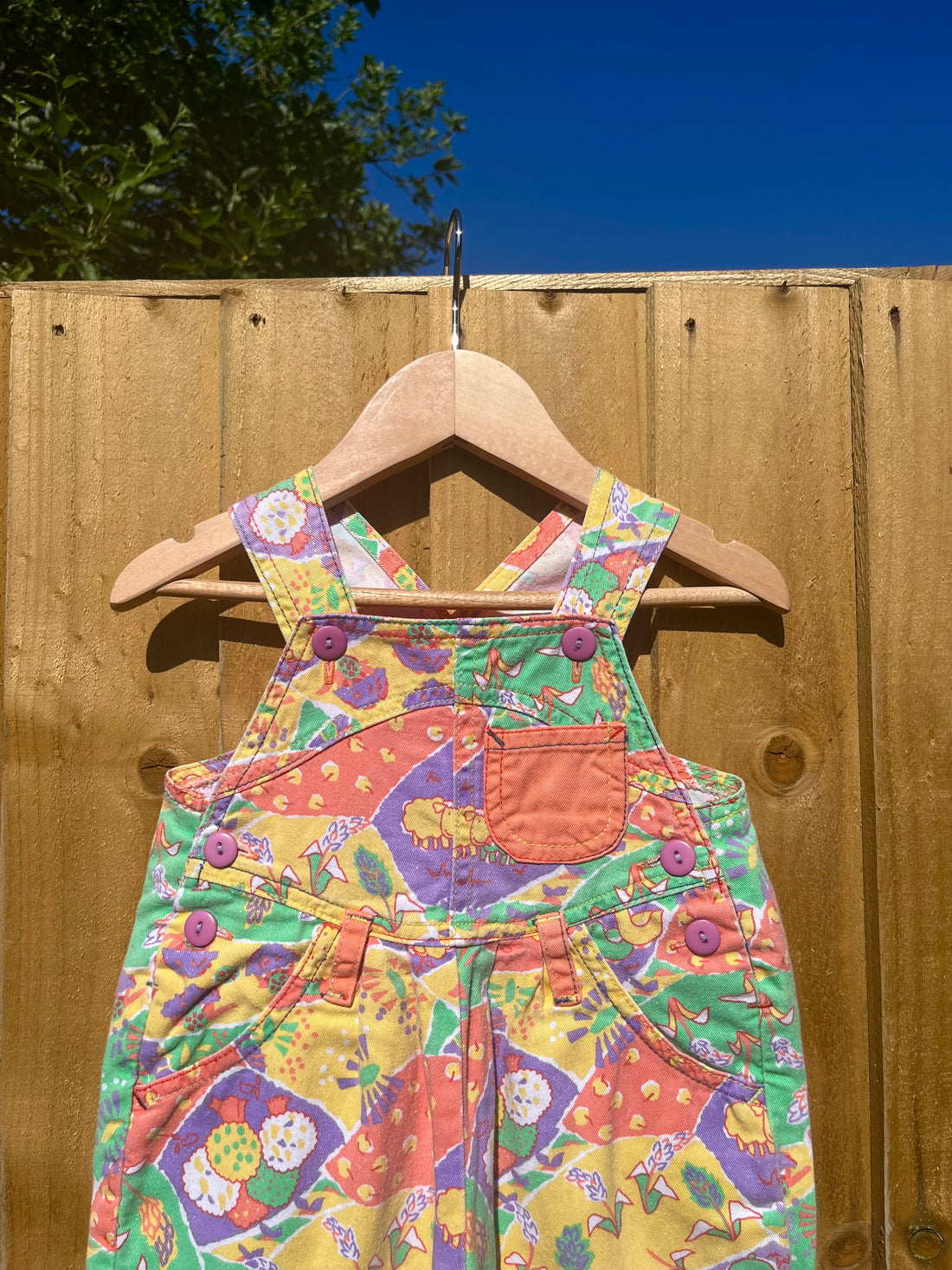 Vintage Ladybird Pastel Farmyard Patterned Shortalls ~ 6-9 Months