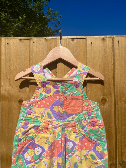 Vintage Ladybird Pastel Farmyard Patterned Shortalls ~ 6-9 Months