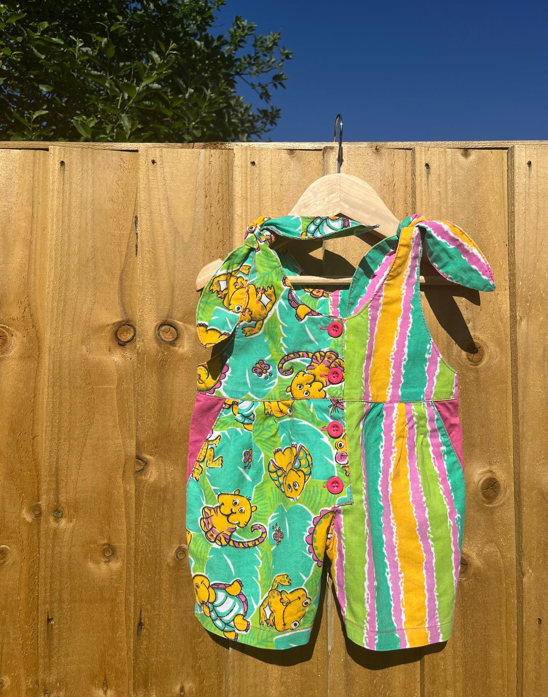 Vintage Bright Stripe Romper W/ Animal Detail ~ 3-6 Months