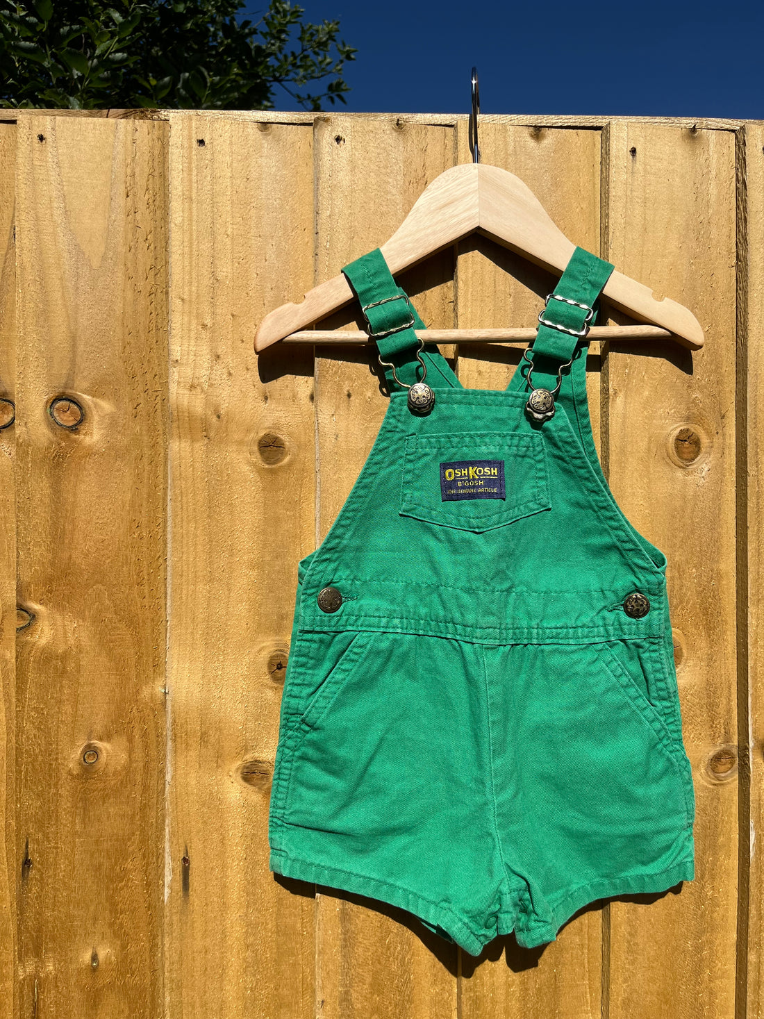 Vintage OshKosh Apple Green Shortalls ~ 3-6 Months