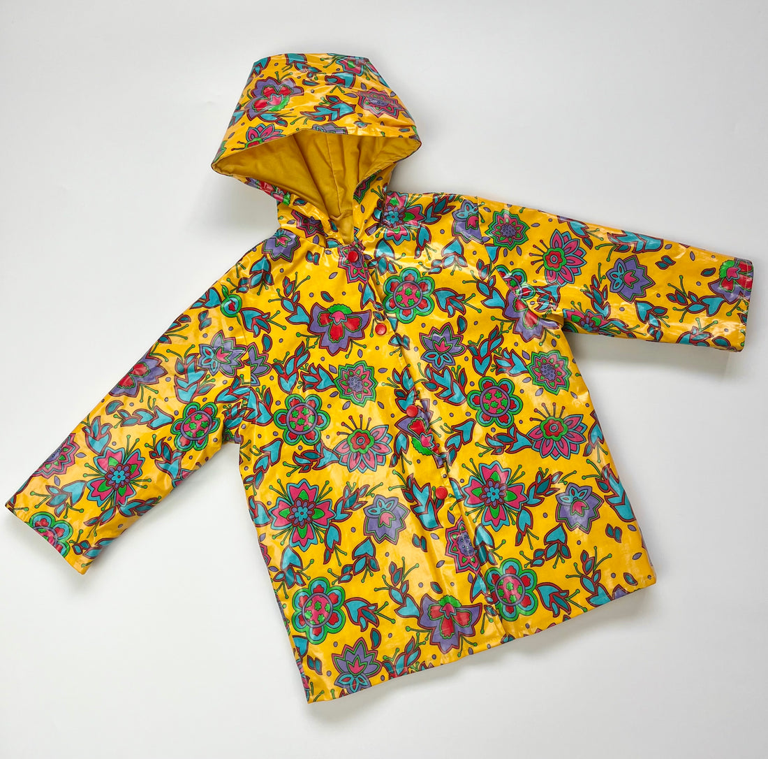 Amazing Vintage St. Michael Yellow Paisley Print Raincoat ~ 18-24 Months