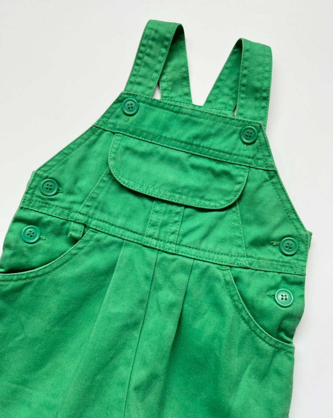 Vintage Adams Apple Green Shortalls ~ 6-12 Months