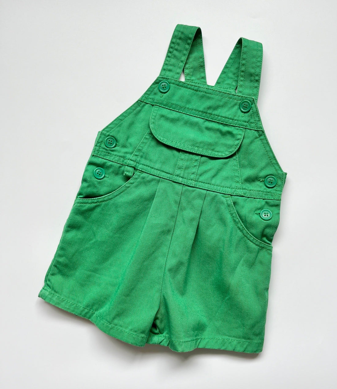 Vintage Adams Apple Green Shortalls ~ 6-12 Months